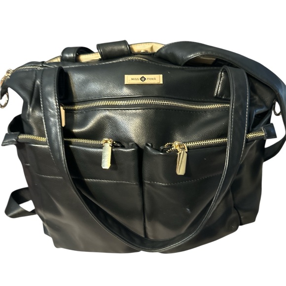 Miss Fong Handbags - Miss fong soft Black Leather Baby Bag so many pockets insulated good accents new